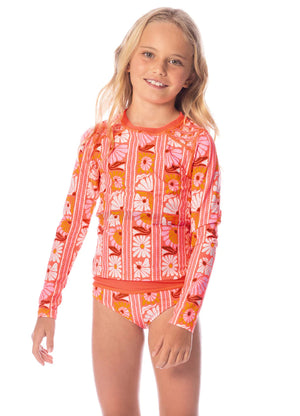 Peach Flowers Odyssey Rashguard Set GIRLS SWIMWEAR MAAJI