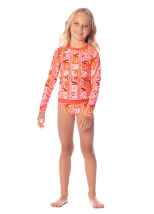 Peach Flowers Odyssey Rashguard Set GIRLS SWIMWEAR MAAJI