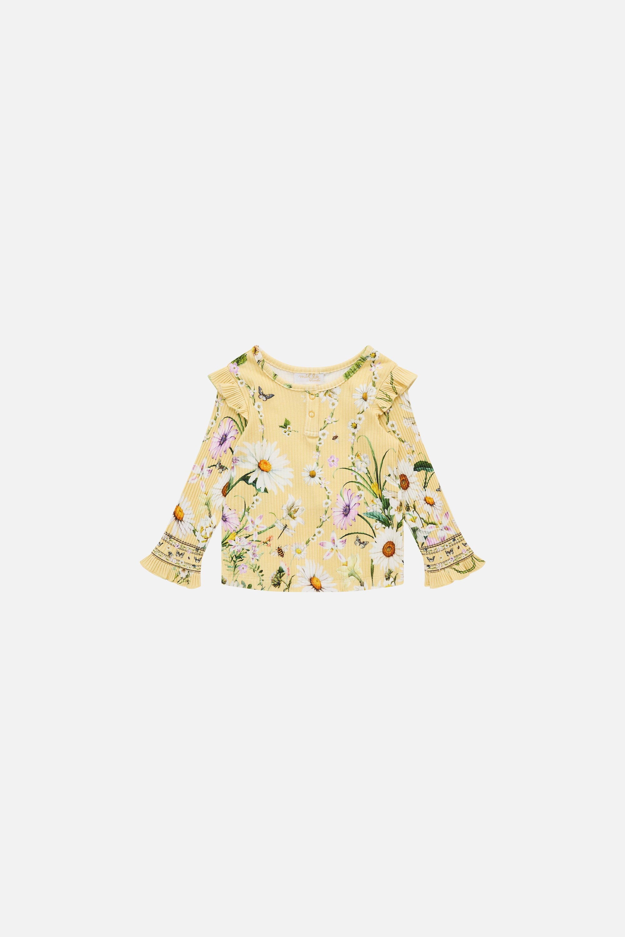 Daisy Chains Babies Long Sleeve Rib Henley W Frill Detail BABY CLOTHING CAMILLA 