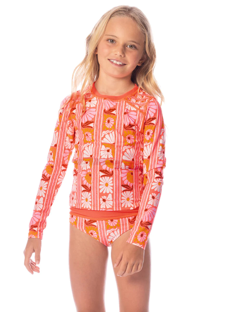 Peach Flowers Odyssey Rashguard Set GIRLS SWIMWEAR MAAJI 