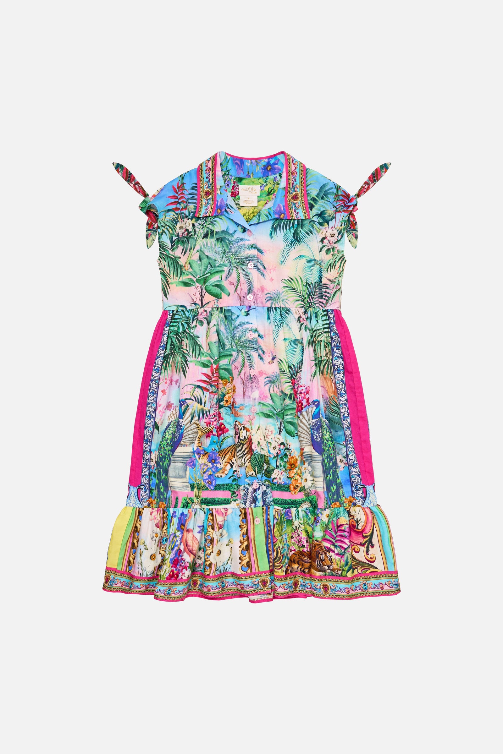 Spirit Of Santa Maria Kids Button Midi Dress With Tie Sleeve 4-10 GIRLS CLOTHING CAMILLA 