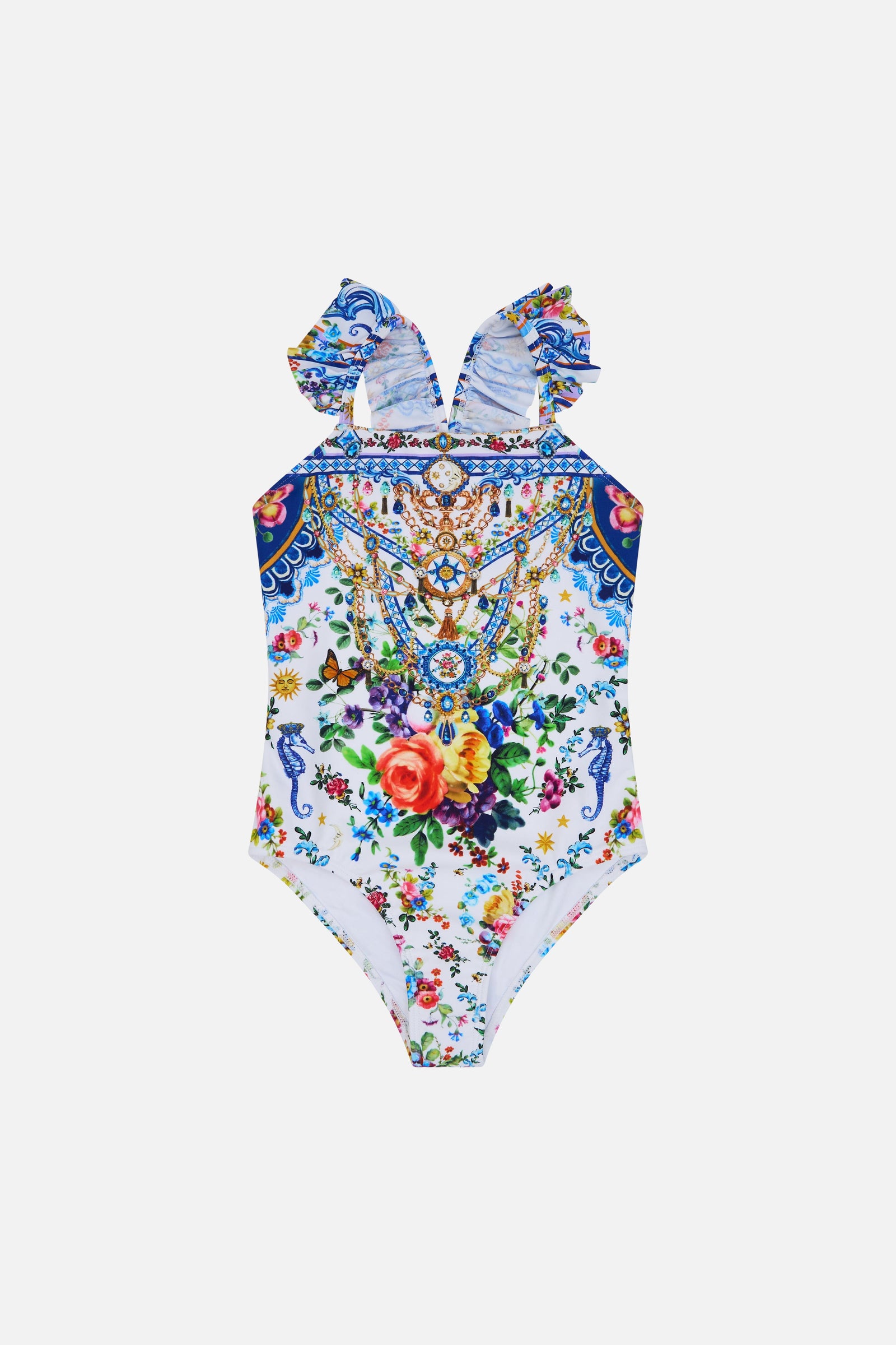 Tiles Darls Kids Straight Neck One Piece W Frill 4-10 GIRLS SWIMWEAR CAMILLA 