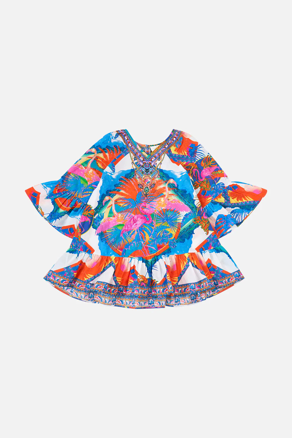 Flamenco Flamingo Kids A-Line Gathered Dress 12-14 GIRLS CLOTHING CAMILLA 